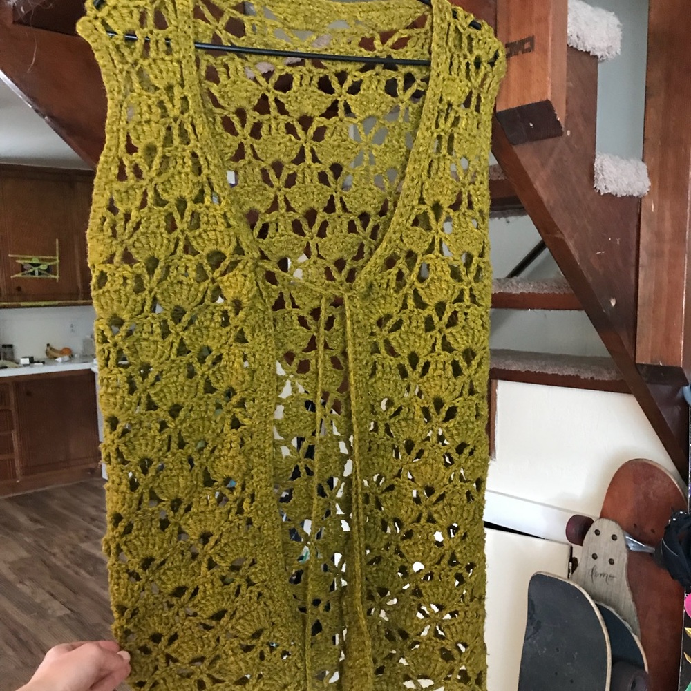 Lack luster lazed-lime crochet vest